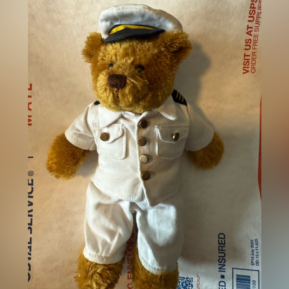 Vintage 2008 Plushland Bear Adorable US Military Navel Officer, nautical,